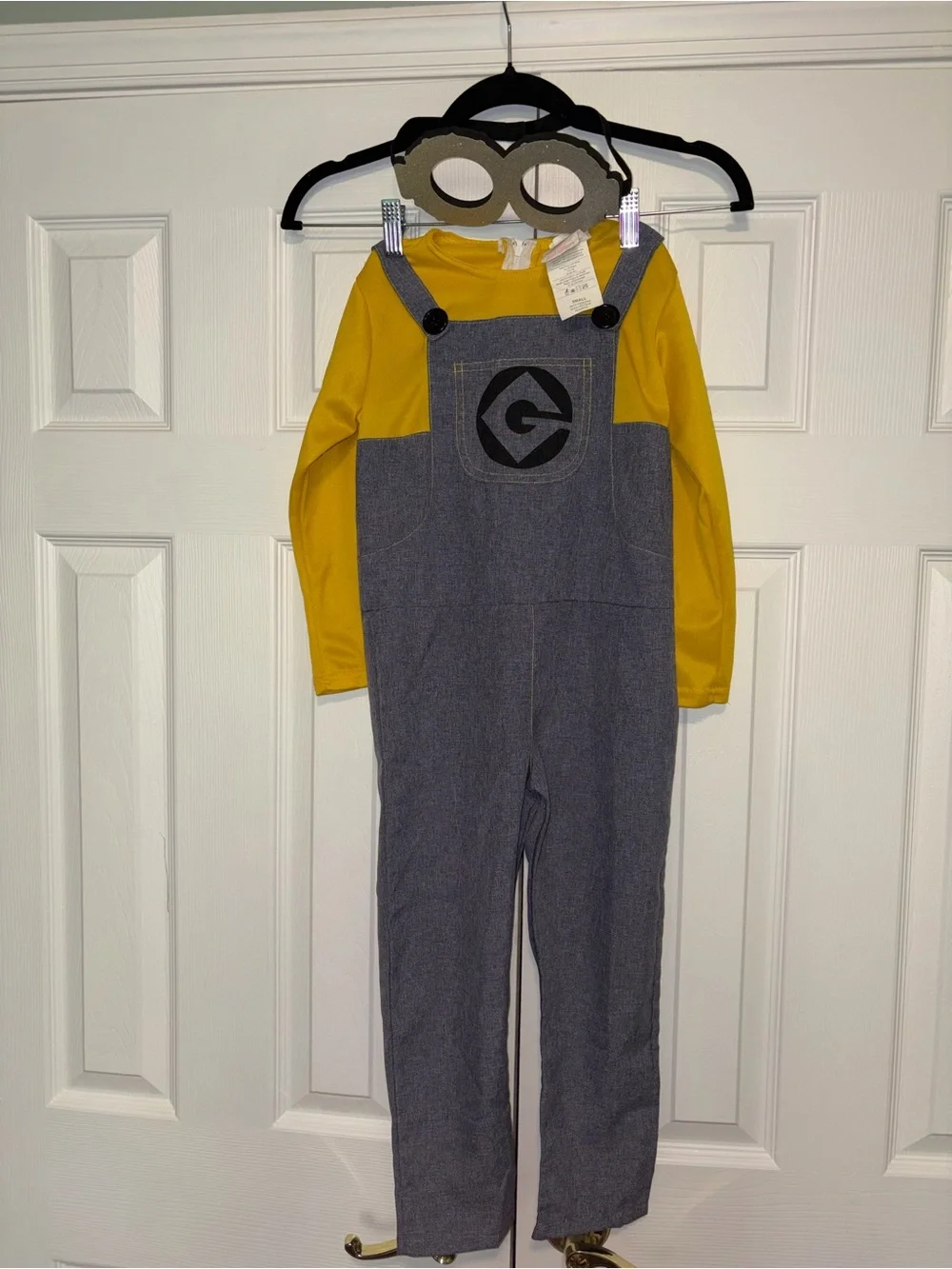 Minions costume overalls jumpsuit w/ goggles yellow/blue kid S
